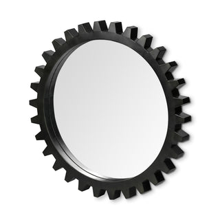 Alloy Cog Round Black Metal Frame Mirror Main Image