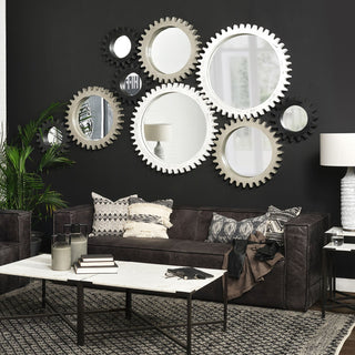 Sundance Cog Round Whitewashed Wood Frame Mirror Lifestyle Image