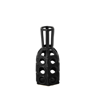 Brunel Small Black Drum-Shaped Ceramic Vase Main Image