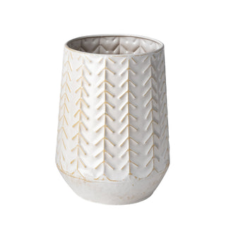 Gemma II Metal Glossy White Chevron Vase Main Image