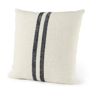 Sandra Beige With Blue Stripes Decorative Pillow Cover Main Image
