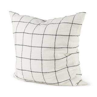 Suzanne White/Black Square Pattern Decorative Pillow Cover Main Image