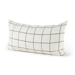 Suzanne White/Black Square Pattern Decorative Pillow Cover Main Image
