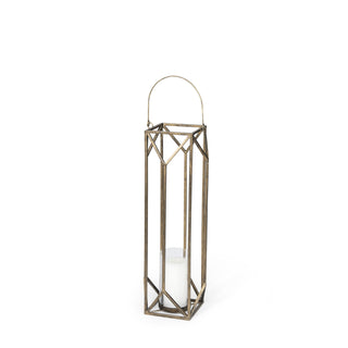 Ivy Small Gold Metal Geometric Cage Candle Holder Lantern Main Image