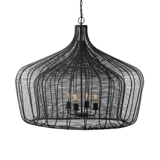 Camila Black Metal Mesh-Style Four Bulb Chandelier Main Image