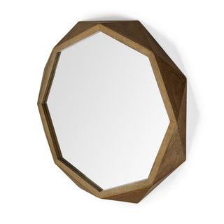 Aramis II Octagon Brown Wood Frame Wall Mirror Main Image