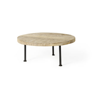 Cedric Round Light Brown Wood w/ Black Metal Legs Decorative Display Stand Main Image