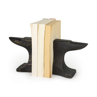 Anvilia Black With Gold Accents Anvil Shaped Bookends Main Image