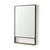 Cora Black Metal Frame W/ Brown Wooden Shelf Rectangular Wall Mirror Main Image