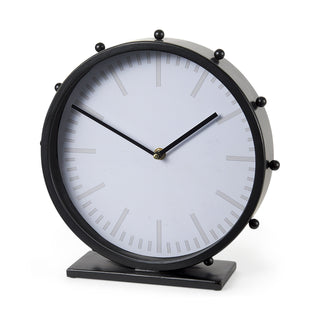 Marian Black Studded Round Table Clock Main Image
