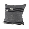 Sibyl Black Fabric Striped and White Fringed Decorative Pillow Cover Main Image