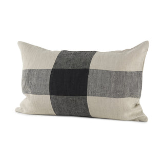 Raquel Beige and Black Fabric Plaid Decorative Pillow Cover Main Image