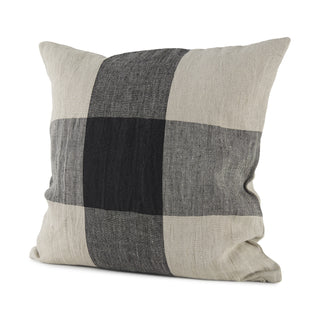 Raquel Beige and Black Fabric Plaid Decorative Pillow Cover Main Image