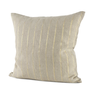 Danika Beige and Gold Fabric Decorative Pillow Cover Main Image