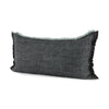 Malia Black and Teal Fabric Fringed Decorative Pillow Cover Main Image