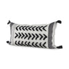Kimia White and Black Fabric Herringbone and Fringed Decorative Pillow Cover Main Image