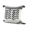 Kimia White and Black Fabric Herringbone and Fringed Decorative Pillow Cover Main Image