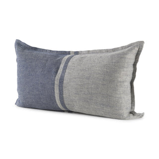 Aubrielle Gray and Blue Fabric Color Blocked Decorative Pillow Cover Main Image