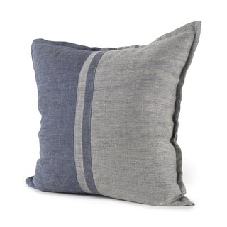 Aubrielle Gray and Blue Fabric Color Blocked Decorative Pillow Cover Main Image