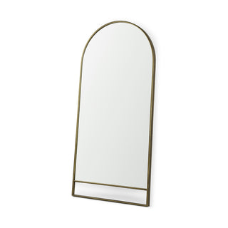 Sadie Antique Gold Metal Rounded Arch Floor Mirror Main Image