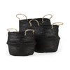 Ella Black Seagrass Basket W/ Light Brown Handles Main Image