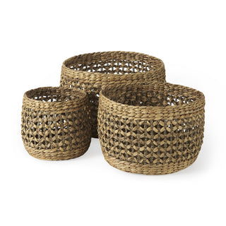 Dakota Medium Brown Seagrass Round Basket Main Image