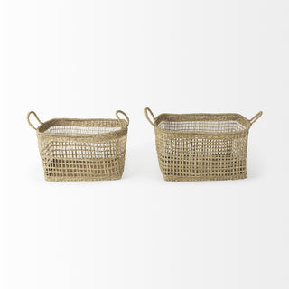 Bellisa Medium Brown Seagrass Rectangular Basket W/ Handles Alternative Image