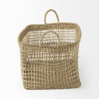 Bellisa Medium Brown Seagrass Rectangular Basket W/ Handles Alternate Image