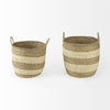 Bradley Light Brown W/Striped Seagrass Basket W/ Handles Alternative Image
