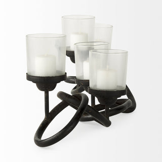 Quito Black Metal Chain-Link Five Candle Table Candle Holder Alternative Image