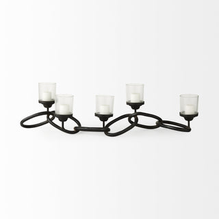 Quito Black Metal Chain-Link Five Candle Table Candle Holder Alternative Image