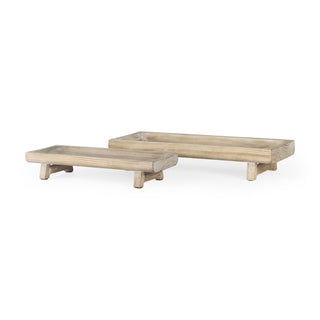 Carver Rectangular White Washed Wood Trays Main Image