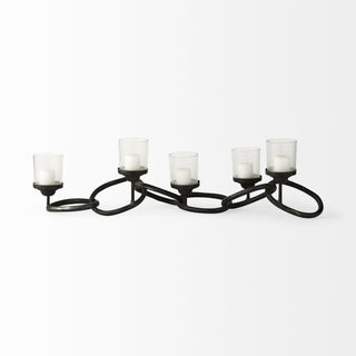 Quito Black Metal Chain-Link Five Candle Table Candle Holder Alternative Image