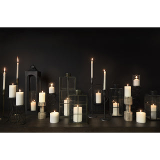 Omega III Large Black Metal Stacked Ring Table Candle Holder Lifestyle Image Feature
