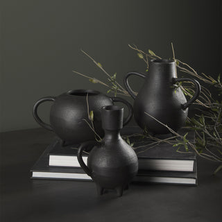 Cyrus Black Spherical Vase W/ Flute Decorative Object Lifestyle Image Feature