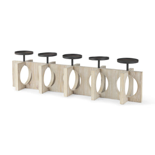 Cambie Natural Wood W/Black Metal Candle Holders Main Image