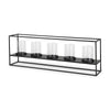 Cindy 5 Candle Matte Black Metal Hurricane Glass Tabletop Candle Holder Main Image