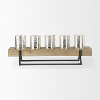 Benk Wood and Black Metal Five Cup Candle Holder Alternative Image