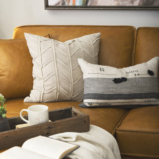 Ivivva Beige Fabric Textured Decorative Pillow Cover Lifestyle Image Feature