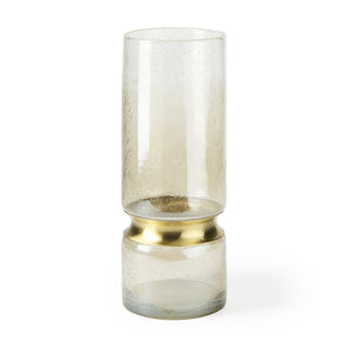 Adriatic II Large Brushed Gold Metal Glass Vase Main Image