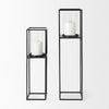 Cindy Matte Black Metal and Hurricane Glass Pillar Tabletop Candle Holders Alternate Image