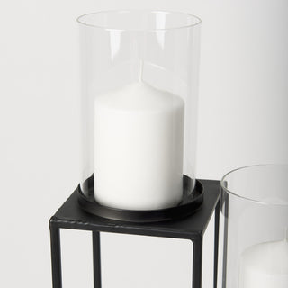 Cindy 4-Tier, Matte Black Metal w/ Hurricane Glass, Pillar Candle Floor Lantern Alternative Image