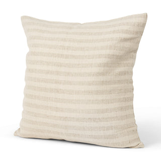 Jace Cream w/ Beige Stripe Linen-Cotton Square Decorative Pillow Cover Main Image
