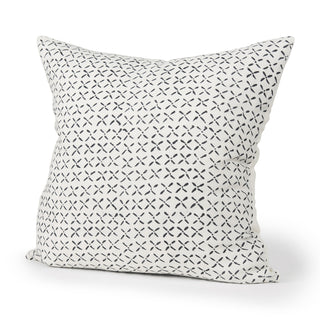 Jayden Cream w/ Black Print Linen Square Decorative Pillow Cover Main Image