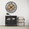 Lewiston Black Iron W/Wood Round Wall Clock Lifestyle Image Feature