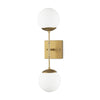 Edie Brushed Gold Metal w/ Frosted Glass Globes 2-Light Wall Sconce Main Image