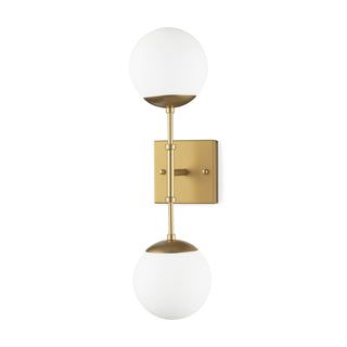 Edie Brushed Gold Metal w/ Frosted Glass Globes 2-Light Wall Sconce Main Image