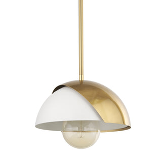 Cybill Brushed Brass w/ White Metal Shade 1-Light Wall Pendant Main Image