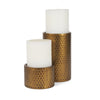 Gage Antiqued Gold Honeycomb Textured Metal Candle Holder Main Image