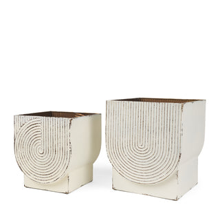 Medina Off White w/ Gold Antiquing Metal Planters Main Image